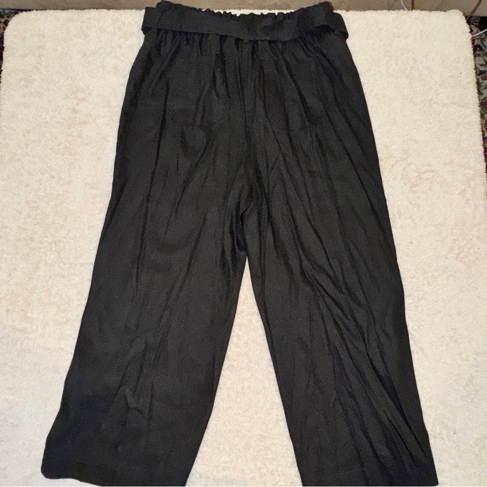 Calvin Klein Elegant Black Wide-Leg Linen Trousers Size Medium - Picture 7 of 7